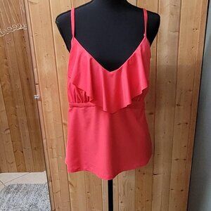Coral Pink Mynah Ruffle Swim Top Size 16W #Summer #SwimTop
